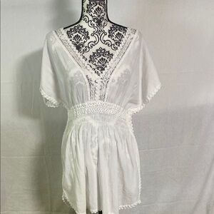 Seaspice Resort Wear 100% Peruvian Cotton White Swim Coverup XL EUC